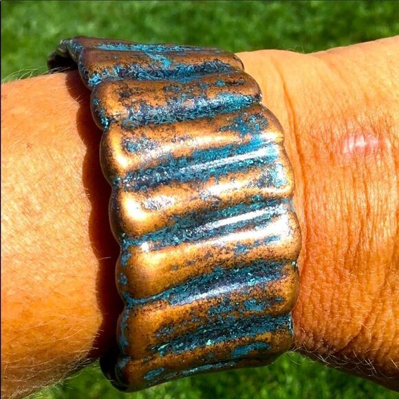 Patina Copper Arm Cuff Bracelets Handmade Jewelry - NEW - Picture 1 of 4